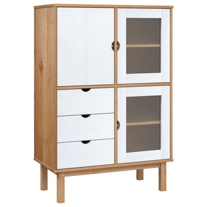 vidaXL Highboard OTTA Brown and White 85x43x125 cm Solid Wood Pine