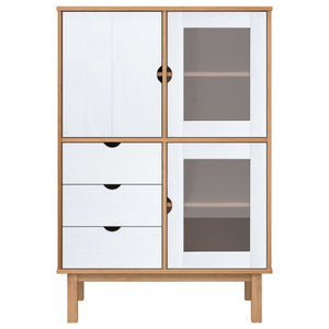 vidaXL Highboard OTTA Brown and White 85x43x125 cm Solid Wood Pine