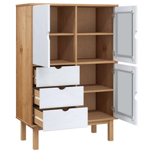 vidaXL Highboard OTTA Brown and White 85x43x125 cm Solid Wood Pine