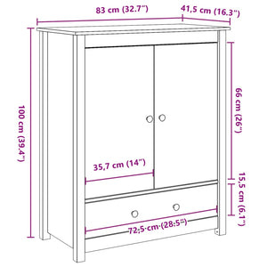 vidaXL Highboard Grey 83x41,5x100 cm Solid Wood Pine