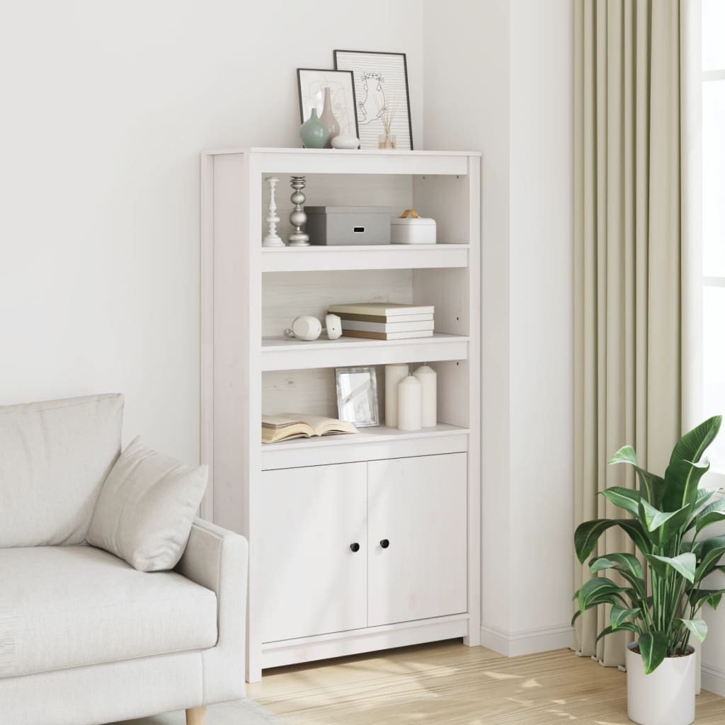 vidaXL Highboard White 80x35x154 cm Solid Wood Pine