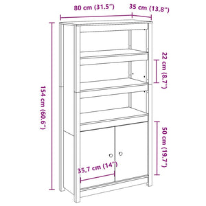 vidaXL Highboard Honey Brown 80x35x154 cm Solid Wood Pine