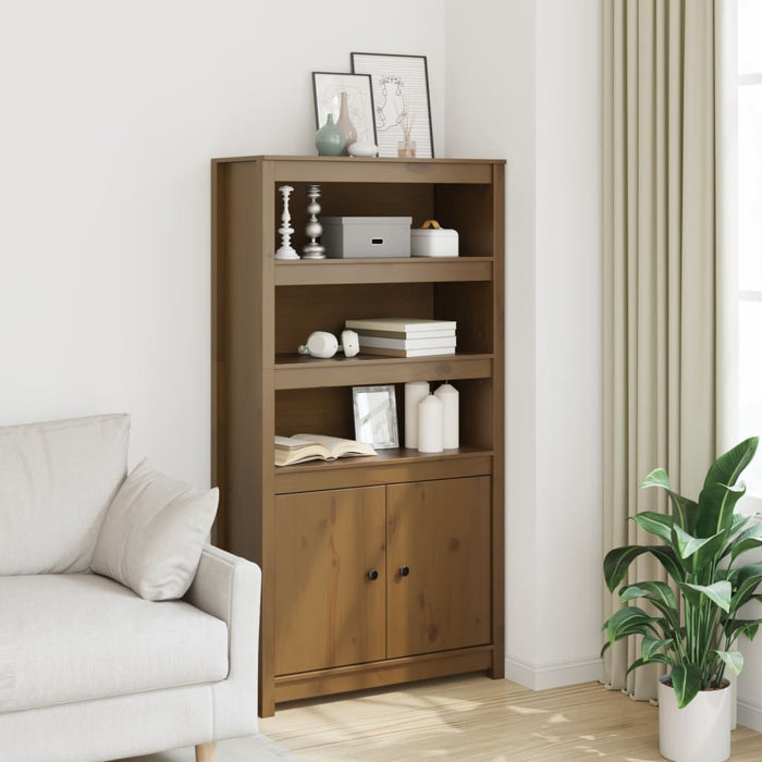 vidaXL Highboard Honey Brown 80x35x154 cm Solid Wood Pine