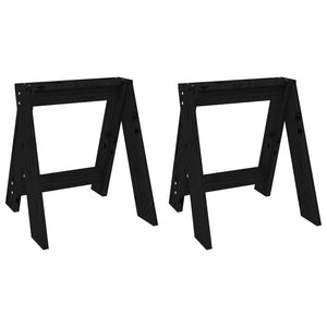 vidaXL Stools 2 pcs Black 40x40x45 cm Solid Wood Pine