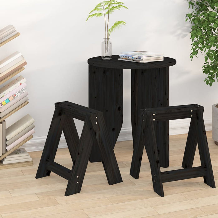 vidaXL Stools 2 pcs Black 40x40x45 cm Solid Wood Pine