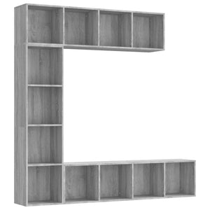 vidaXL 3 Piece Book/TV Cabinet Set Grey Sonoma 180x30x180 cm