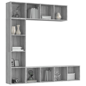 vidaXL 3 Piece Book/TV Cabinet Set Grey Sonoma 180x30x180 cm