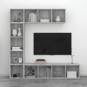 vidaXL 3 Piece Book/TV Cabinet Set Grey Sonoma 180x30x180 cm