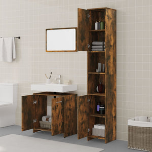 vidaXL 3 Piece Bathroom Furniture Set Smoked Oak Engineered Wood