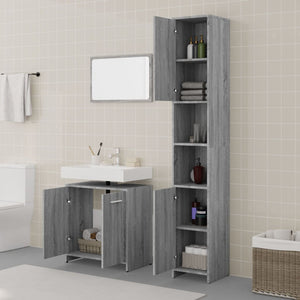 vidaXL 3 Piece Bathroom Furniture Set Grey Sonoma Engineered Wood