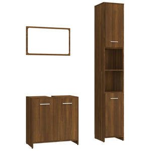 vidaXL 3 Piece Bathroom Furniture Set Brown Oak Engineered Wood