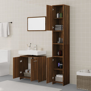 vidaXL 3 Piece Bathroom Furniture Set Brown Oak Engineered Wood