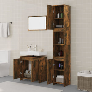 vidaXL 3 Piece Bathroom Furniture Set Smoked Oak Engineered Wood