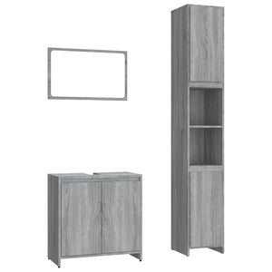 vidaXL 3 Piece Bathroom Furniture Set Grey Sonoma Engineered Wood