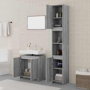 vidaXL 3 Piece Bathroom Furniture Set Grey Sonoma Engineered Wood