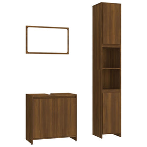 vidaXL 3 Piece Bathroom Furniture Set Brown Oak Engineered Wood