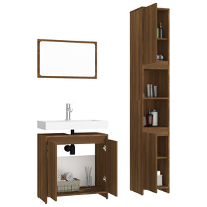 vidaXL 3 Piece Bathroom Furniture Set Brown Oak Engineered Wood