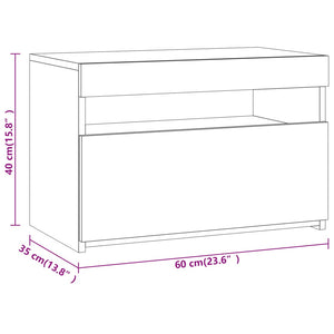 vidaXL Bedside Cabinets 2 pcs with LED Lights Smoked Oak 60x35x40 cm