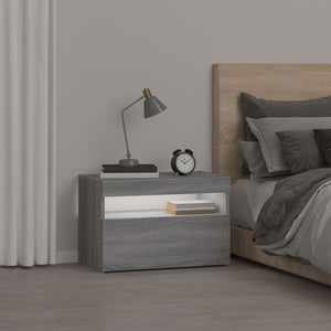 vidaXL Bedside Cabinet with LED Lights Grey Sonoma 60x35x40 cm