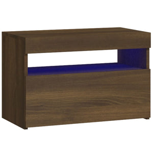 vidaXL Bedside Cabinet with LED Lights Brown Oak 60x35x40 cm