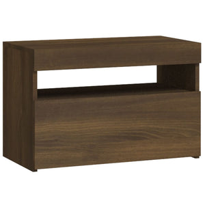 vidaXL Bedside Cabinet with LED Lights Brown Oak 60x35x40 cm