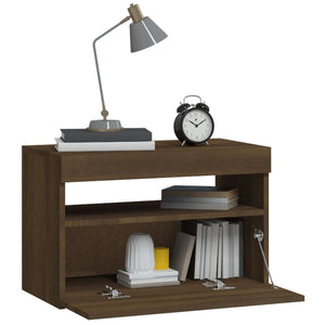 vidaXL Bedside Cabinet with LED Lights Brown Oak 60x35x40 cm