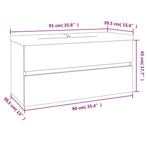 vidaXL Sink Cabinet with Built-in Basin Smoked Oak Engineered Wood