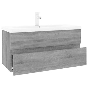 vidaXL Sink Cabinet with Built-in Basin Grey Sonoma Engineered Wood