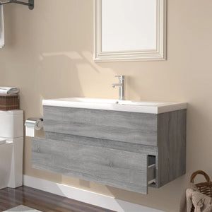 vidaXL Sink Cabinet with Built-in Basin Grey Sonoma Engineered Wood