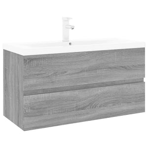 vidaXL Sink Cabinet with Built-in Basin Grey Sonoma Engineered Wood