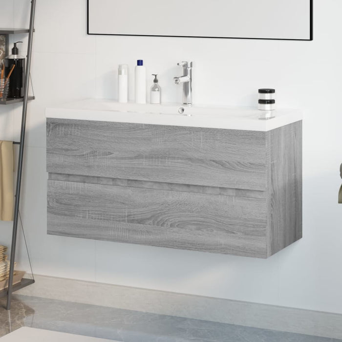 vidaXL Sink Cabinet with Built-in Basin Grey Sonoma Engineered Wood