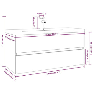 vidaXL Sink Cabinet with Built-in Basin Smoked Oak Engineered Wood