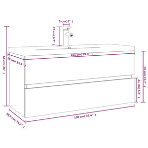 vidaXL Sink Cabinet with Built-in Basin Grey Sonoma Engineered Wood