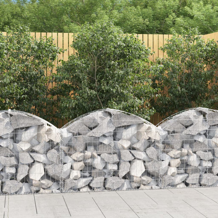 vidaXL Arched Gabion Basket 100x30x60/80 cm Galvanised Iron