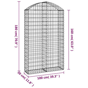 vidaXL Arched Gabion Basket 100x30x160/180 cm Galvanised Iron