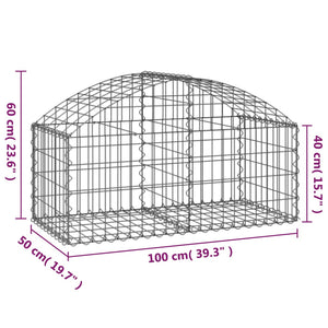 vidaXL Arched Gabion Basket 100x50x40/60 cm Galvanised Iron