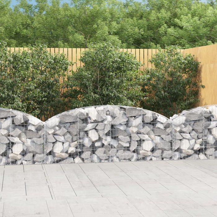 vidaXL Arched Gabion Basket 200x30x60/80 cm Galvanised Iron