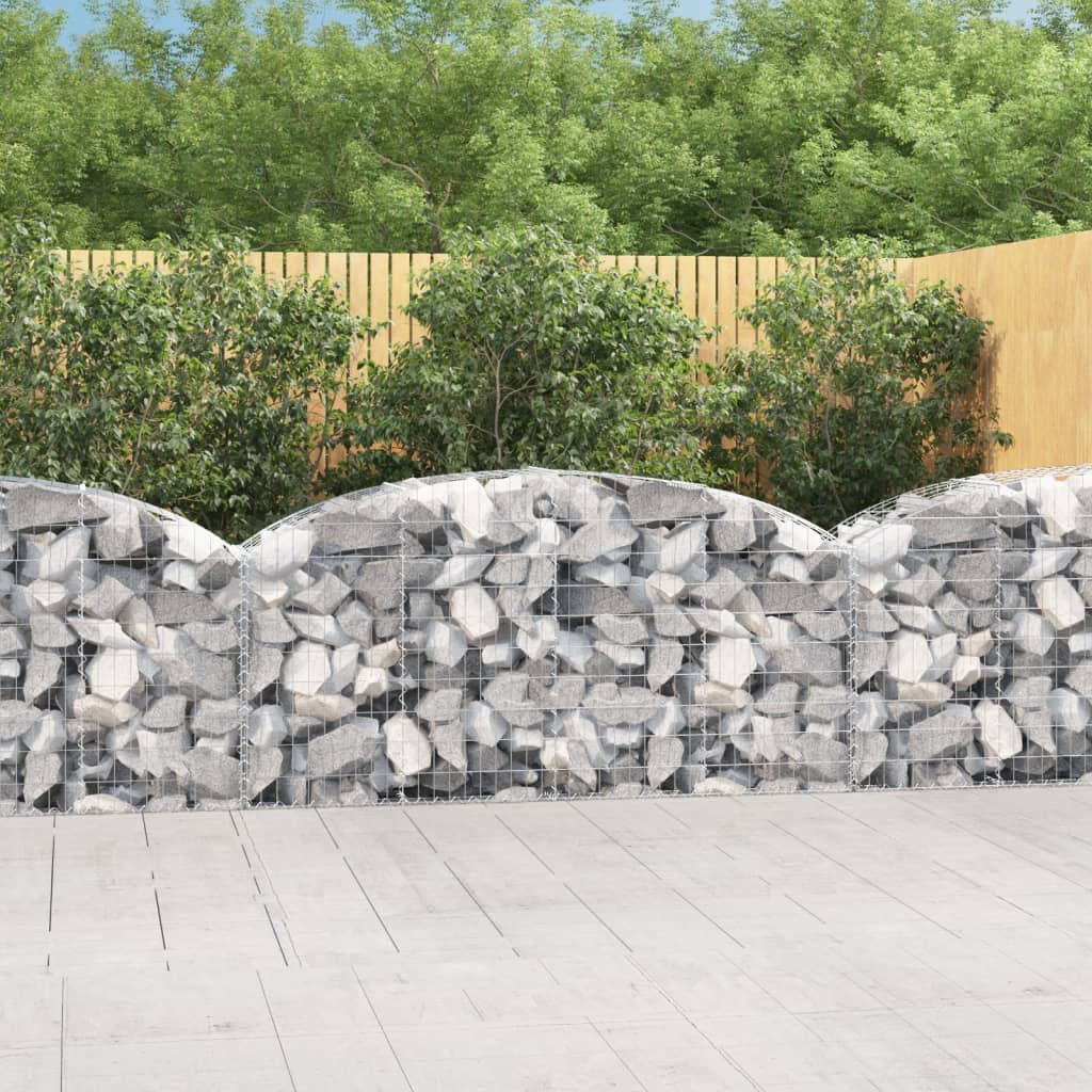 vidaXL Arched Gabion Basket 200x50x80/100 cm Galvanised Iron