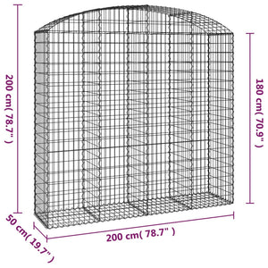 vidaXL Arched Gabion Basket 200x50x180/200 cm Galvanised Iron