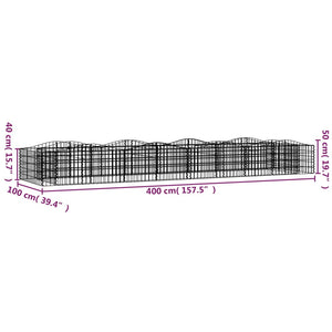 vidaXL Arched Gabion Raised Bed 400x100x50 cm Galvanised Iron