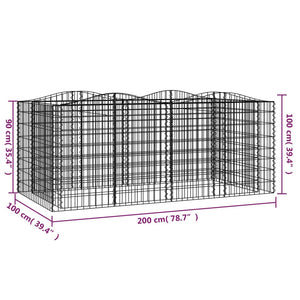 vidaXL Arched Gabion Raised Bed 200x100x100 cm Galvanised Iron