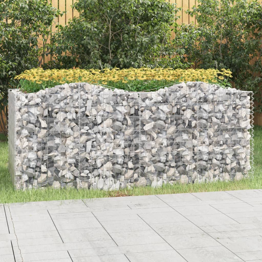 vidaXL Arched Gabion Raised Bed 200x100x100 cm Galvanised Iron