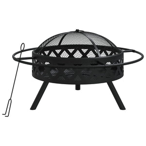 vidaXL Fire Pit with Poker 70 cm XXL Steel