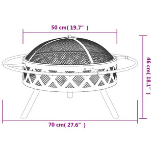 vidaXL Fire Pit with Poker 70 cm XXL Steel