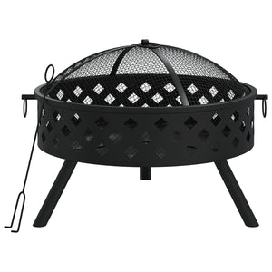 vidaXL Fire Pit with Poker 58 cm XXL Steel