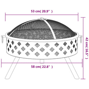 vidaXL Fire Pit with Poker 58 cm XXL Steel