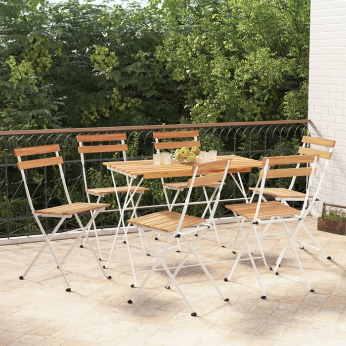 vidaXL 7 Piece Folding Bistro Set Solid Wood Acacia and Steel