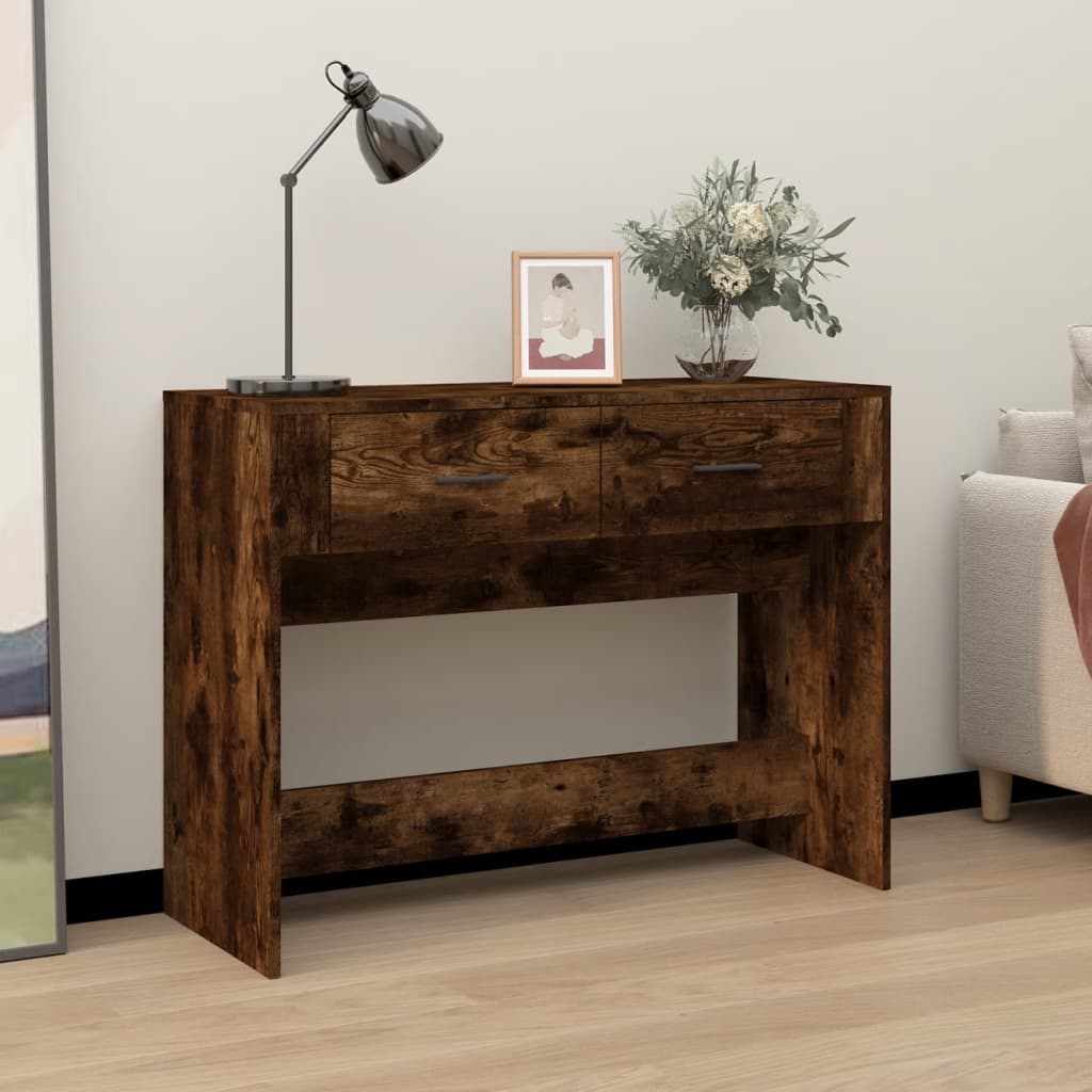 vidaXL Console Table Smoked Oak 100x39x75 cm Engineered Wood