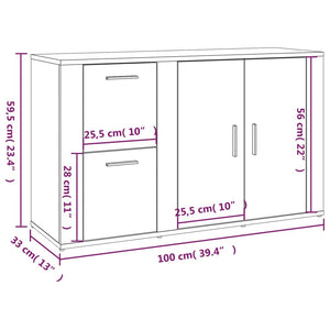 vidaXL Sideboard High Gloss White 100x33x59.5 cm Engineered Wood