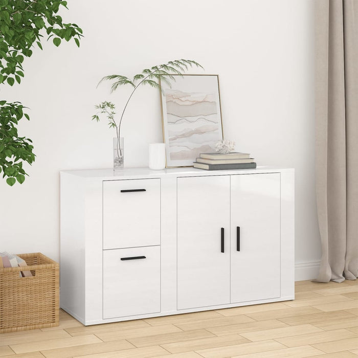 vidaXL Sideboard High Gloss White 100x33x59.5 cm Engineered Wood